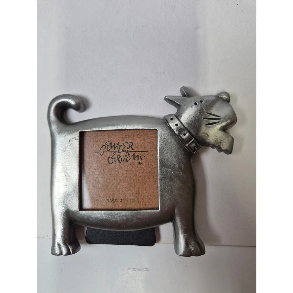 Vintage Pewter Scottie Dog Picture Frame Scottish Terrier Mini Tabletop Decor